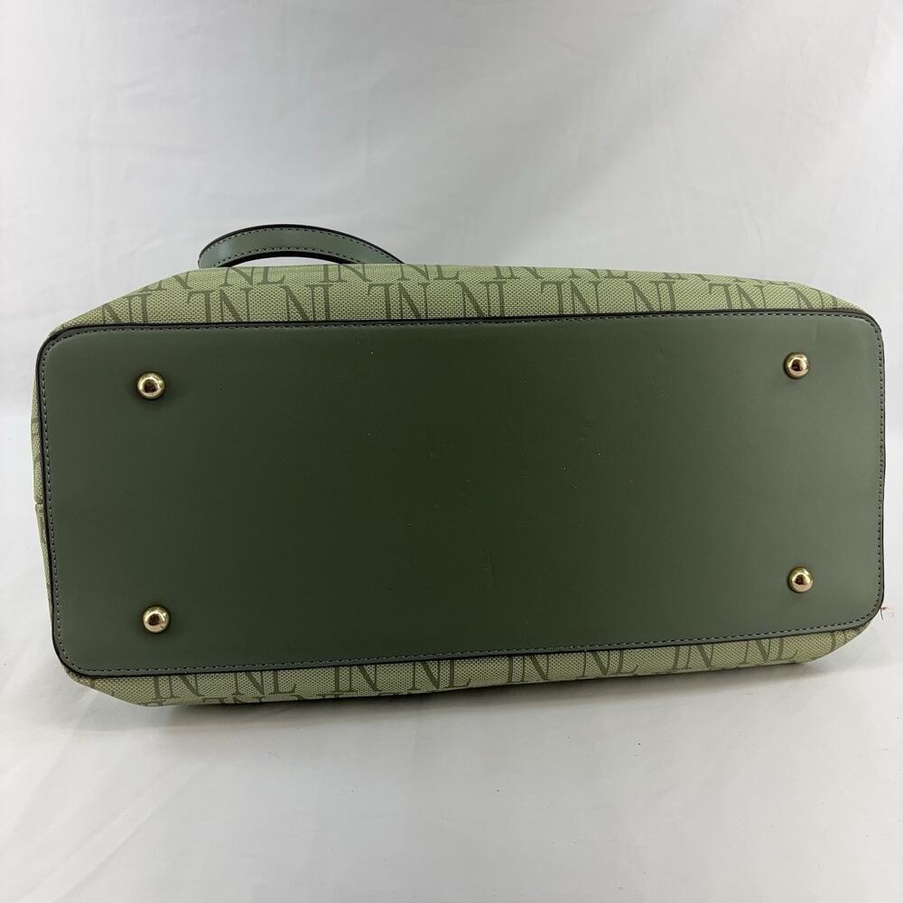Nicole Lee Monogrammed Satchel Faux Vegan Sage Green Leather - Picture 4 of 9
